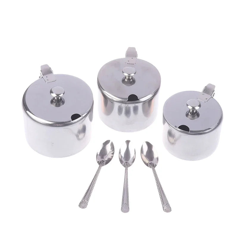 Sucrier Inox Couvercle Cuillère Buffet Hôtel