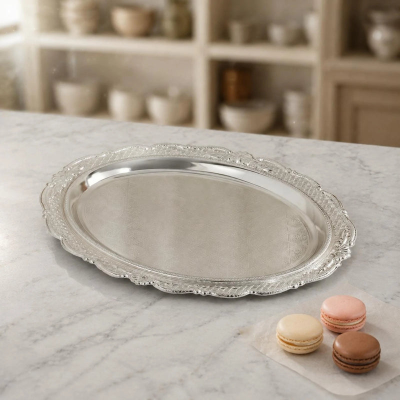 Plateau Argenté Vintage pour Service – plateau de présentation – détail de la finition