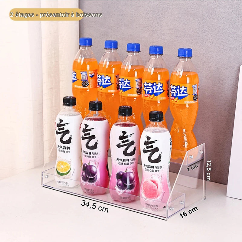 Présentoir Boissons Acrylique Multi-Niveaux – présentoir buffet – présentation complète