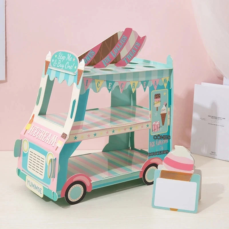 Présentoir Cupcakes Camion Glaces Anniversaire – présentoir cupcake – vue d'ensemble