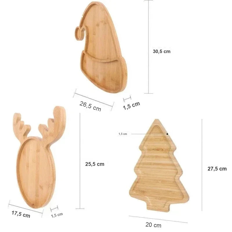 Plateau de Service Bois Motif Noël – plateau de présentation – mise en scène pour réception