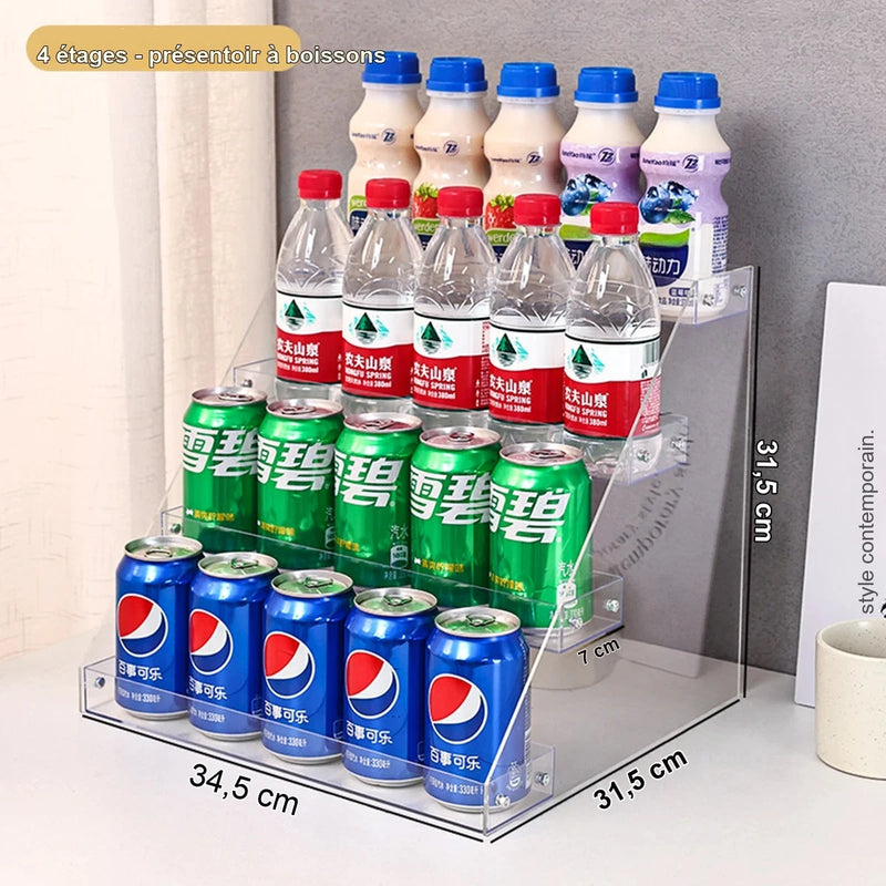 Présentoir Boissons Acrylique Multi-Niveaux – présentoir buffet – vue de dessus