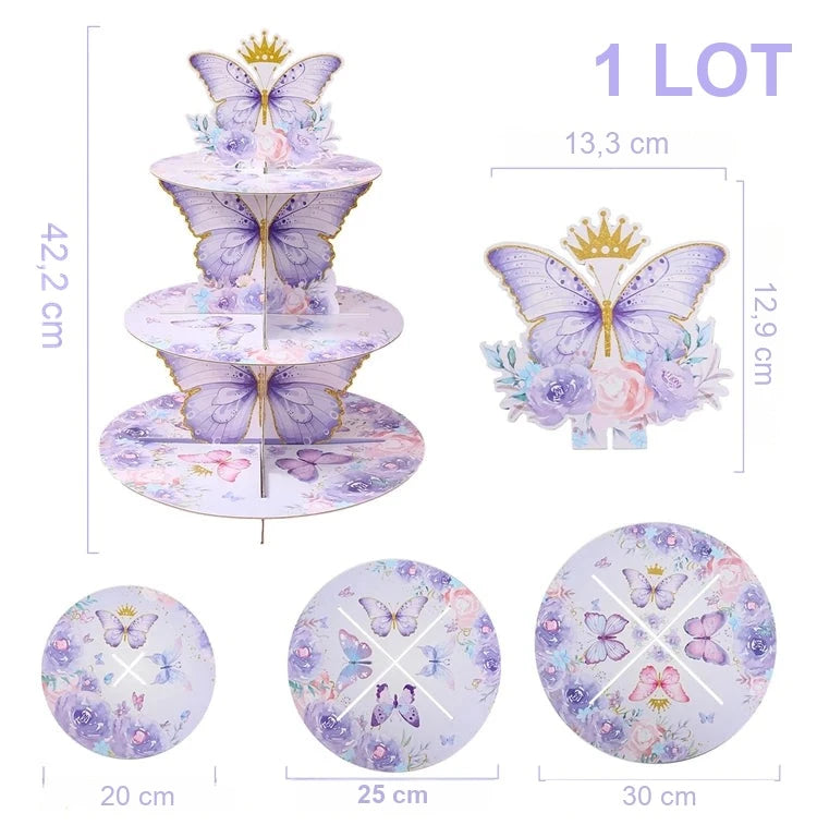 Présentoir Cupcake Papillon Violet