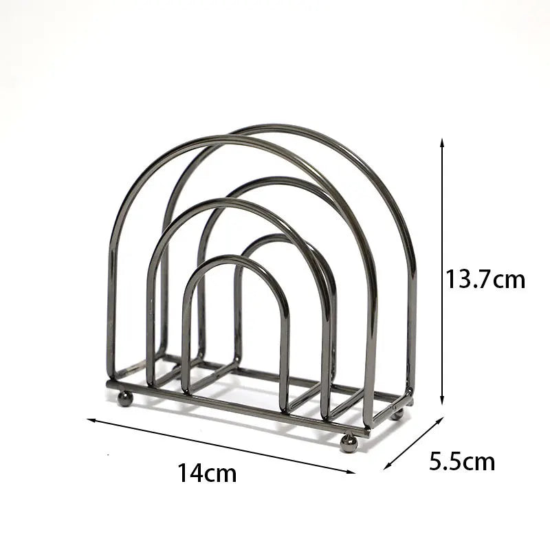 Porte-serviettes gris foncé à arches concentriques, variante Noir Arche : 13,7 cm de haut, 14 cm de large, 5,5 cm