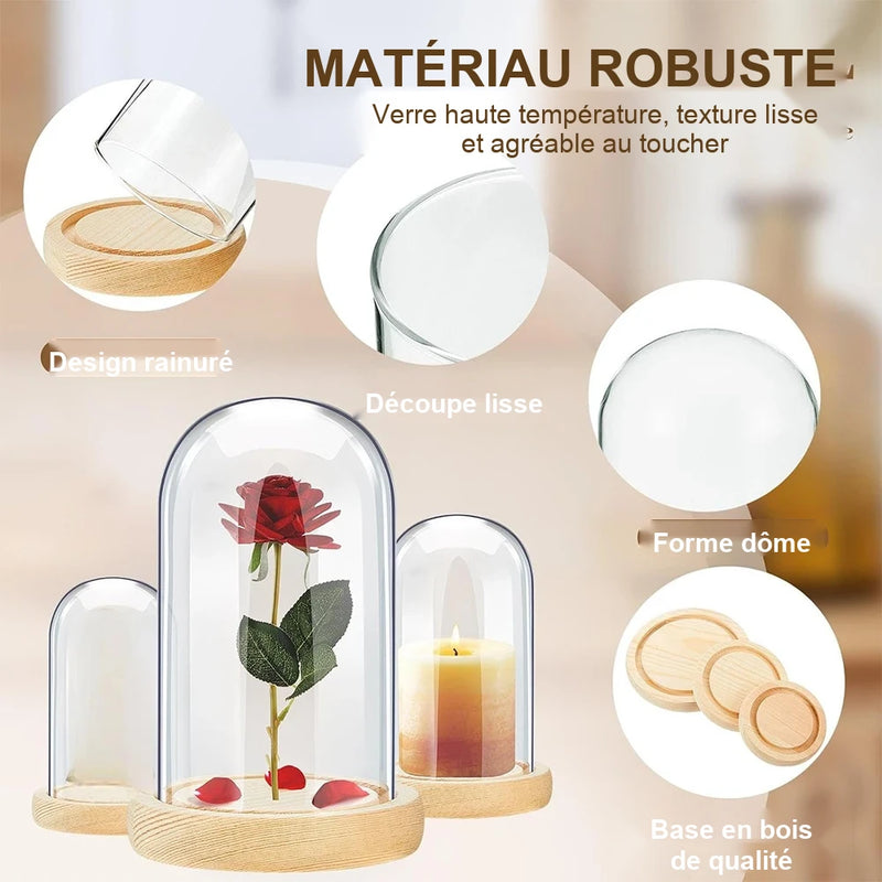 Matériau robuste : verre haute température, découpe lisse, base en bois de qualité