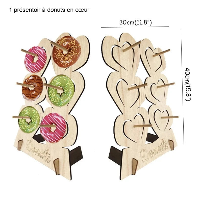 Présentoir Mural Donuts Cœur Bois – présentoir donuts – détail de la structure