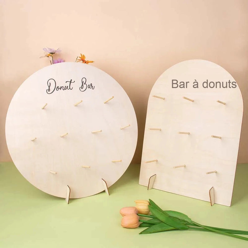 Présentoir Donut Panneau Bois Chevilles