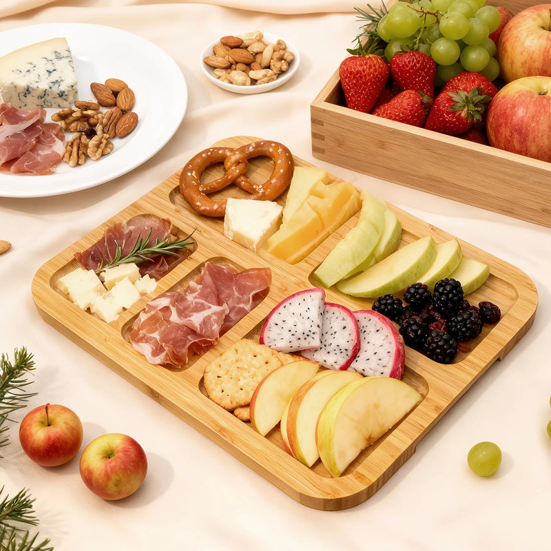 Plateau Buffet Compartimenté avec Poignées – plateau de présentation – gros plan sur la matière