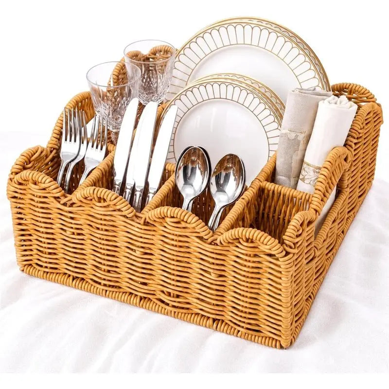 Panier de Présentation Couverts Osier 6 Compartiments