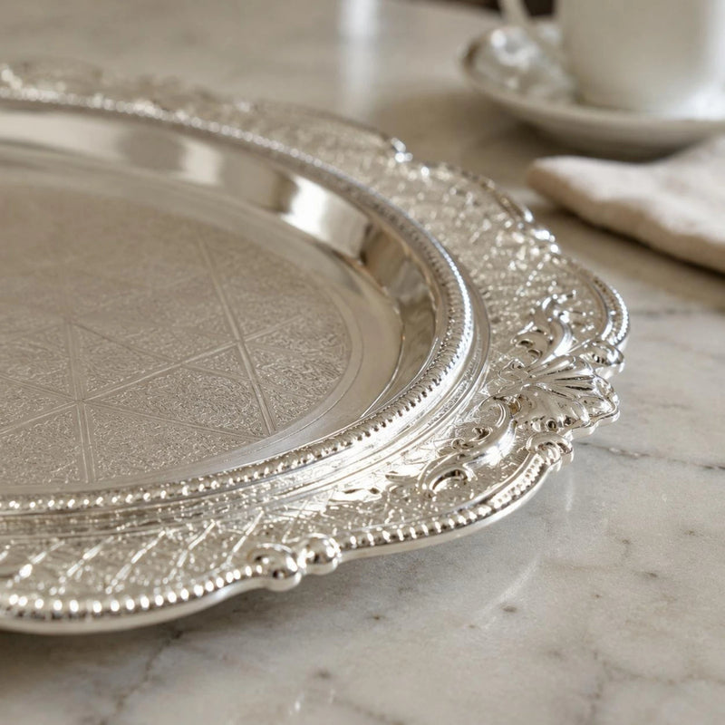 Plateau Argenté Vintage pour Service – plateau de présentation – vue d'ensemble