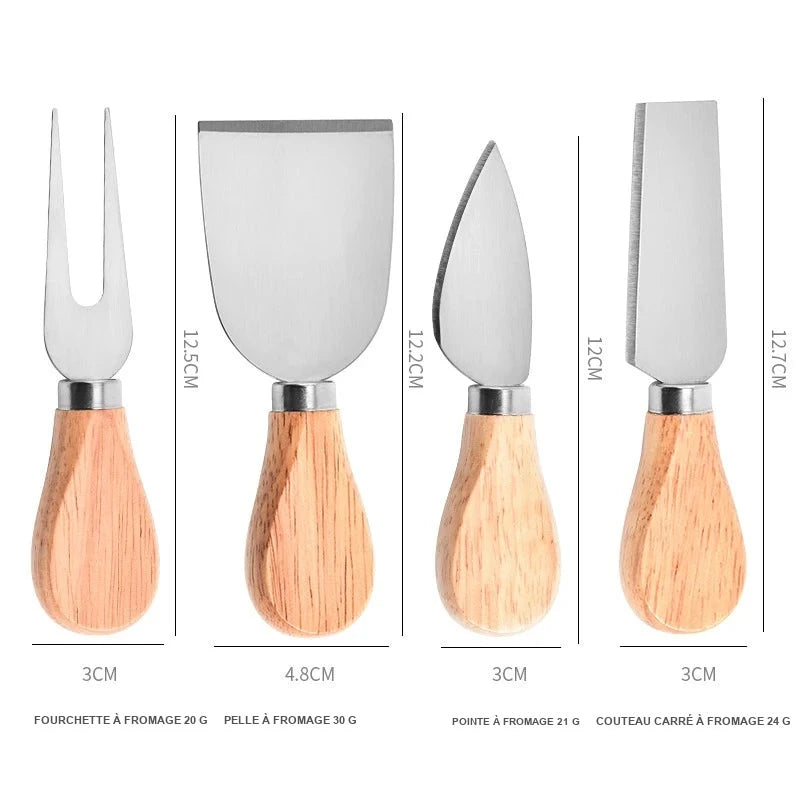 Couteaux à Fromage Manche Bois Lot de 4