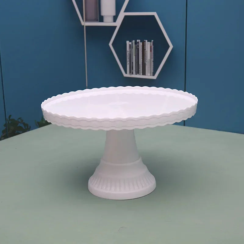 Présentoir Gâteau Plastique Blanc Élégant – présentoir gâteau – vue d'ensemble