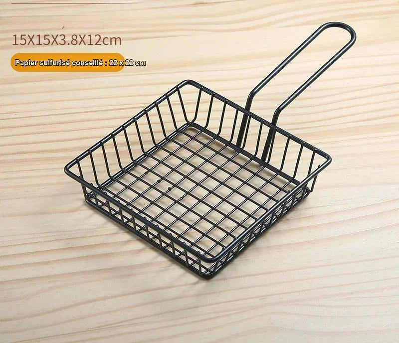 Panier de Présentation Frites Fil Métal Noir
