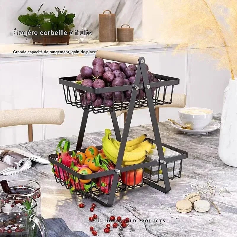Présentoir Buffet à Étages Métal Poignée Bois