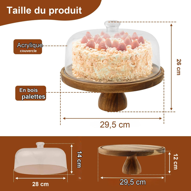 Présentoir Gâteau Bois avec Couvercle – présentoir gâteau – vue de dessus