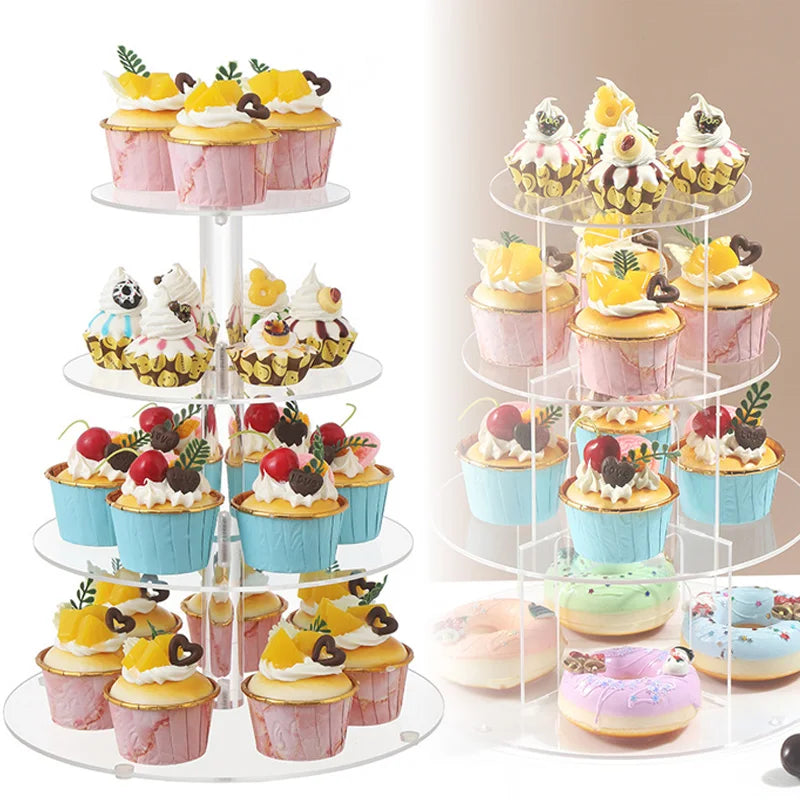 Présentoir Cupcake Acrylique Rond 3 à 6 Étages