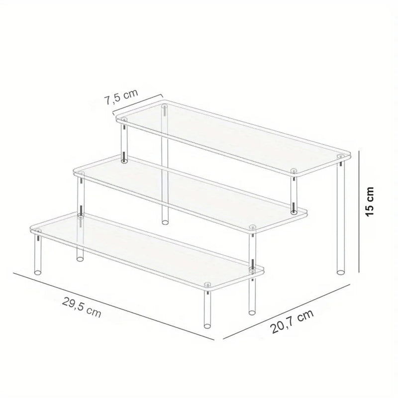Présentoir Acrylique Trapézoïdal Multi-Niveaux – ensemble buffet événement chic et moderne