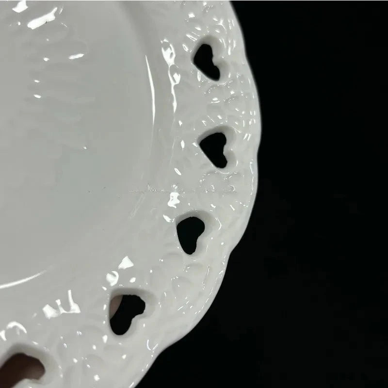Assiette Céramique Dentelle Cœur Réception