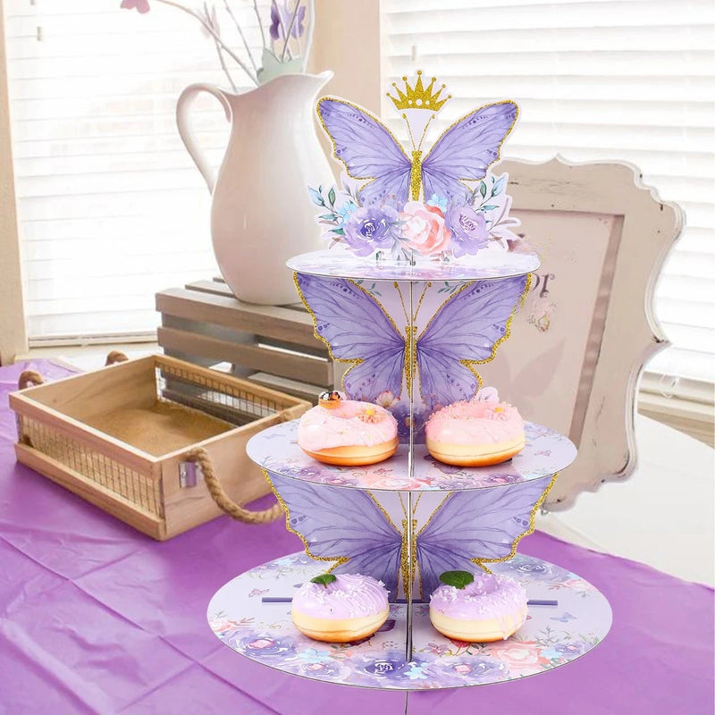 Présentoir Cupcake Papillon Violet
