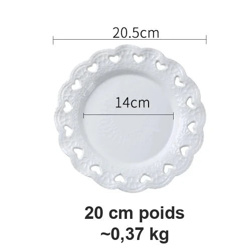 Assiette Céramique Dentelle Cœur Réception