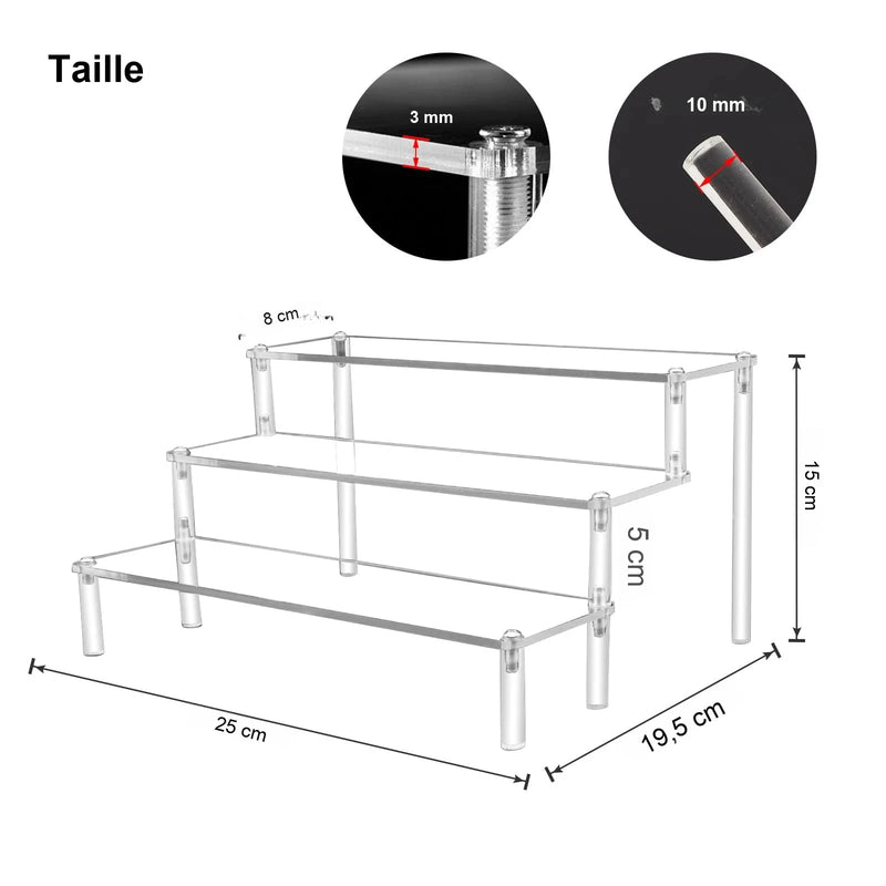Rehausseur de Buffet Acrylique Transparent à Étages