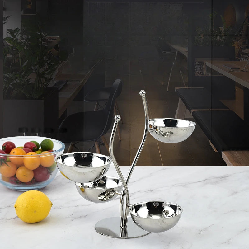 Présentoir Apéritif Inox Multi-Bols sur Pied