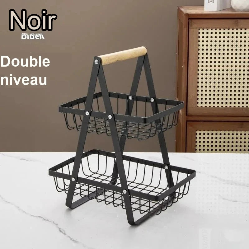 Présentoir Buffet à Étages Métal Poignée Bois