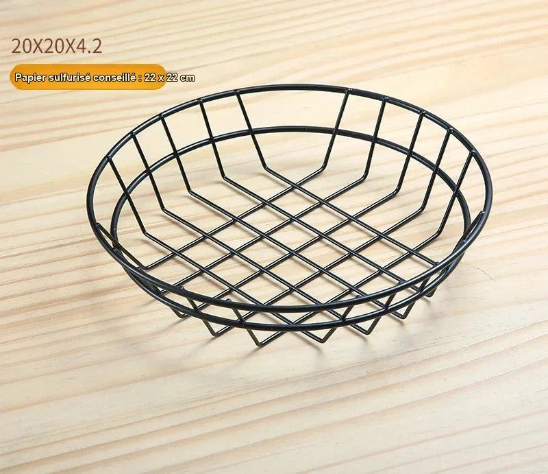 Panier de Présentation Frites Fil Métal Noir
