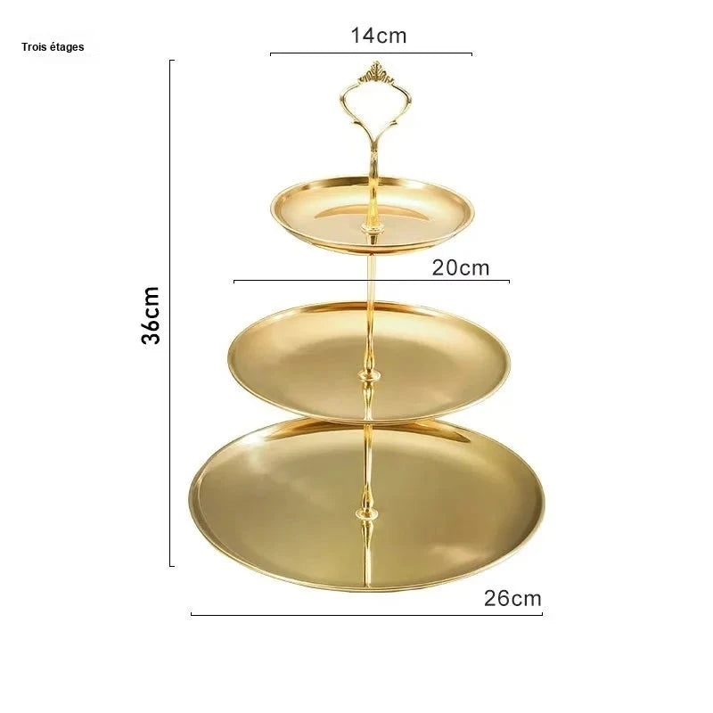 Présentoir Gâteaux Étages Doré Argenté – présentoir gâteau – présentation complète
