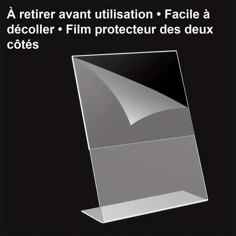 Porte-Menu Acrylique Transparent Incliné Lot de 4