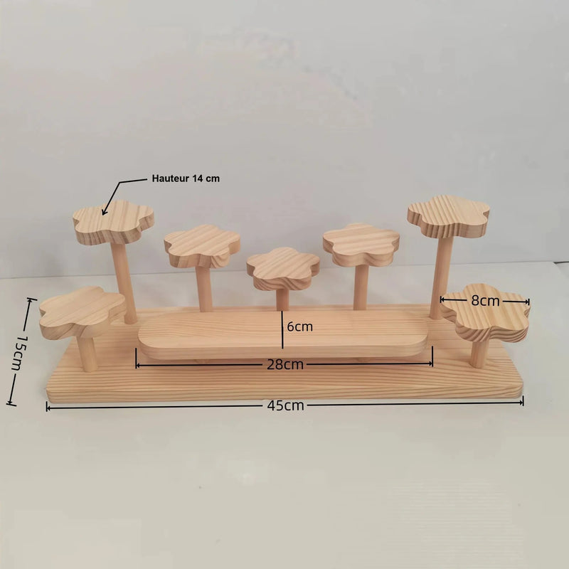 Présentoir Bois Multi-Niveaux Pâtisserie – présentoir gâteau – angle rapproché