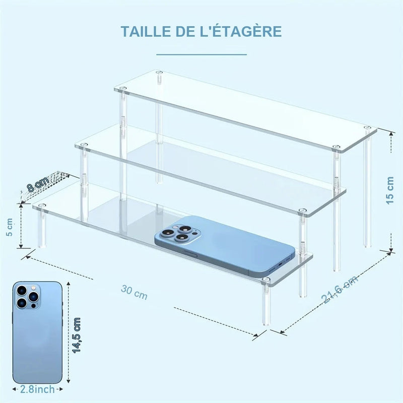 Présentoir Acrylique Trapézoïdal Multi-Niveaux – équipement professionnel pour traiteur