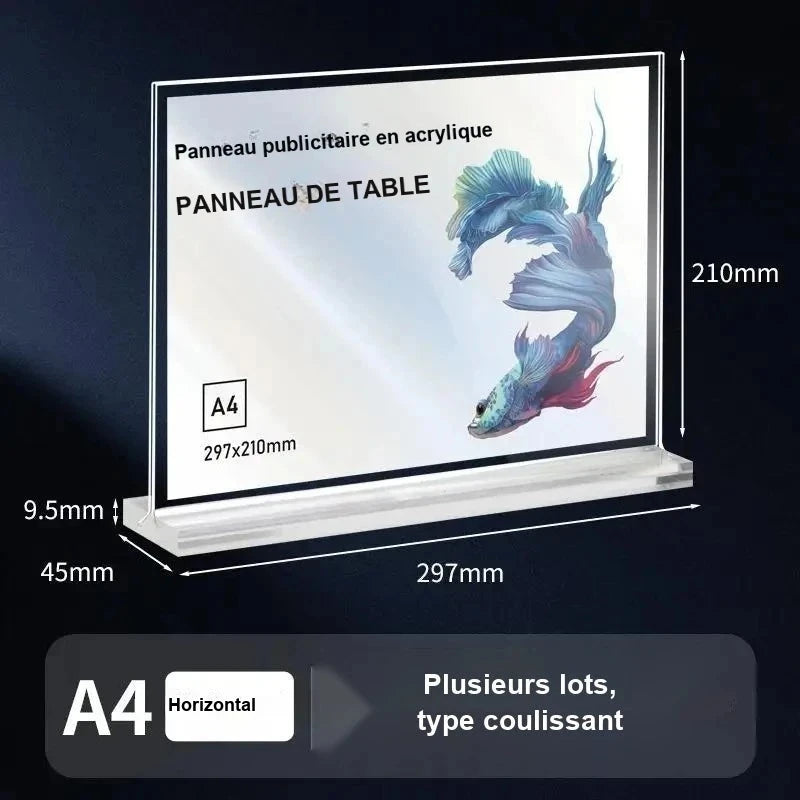 Porte-menu acrylique format A4 horizontal