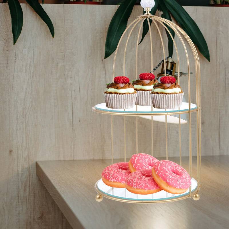 Présentoir Cage Dorée Gâteau Mariage – présentoir gâteau – mise en scène pour réception