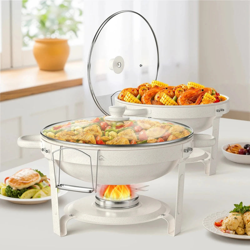 Chauffe-Plat Blanc 5QT Couvercle Verre Buffet Pro – déco table bar à bonbons mariage