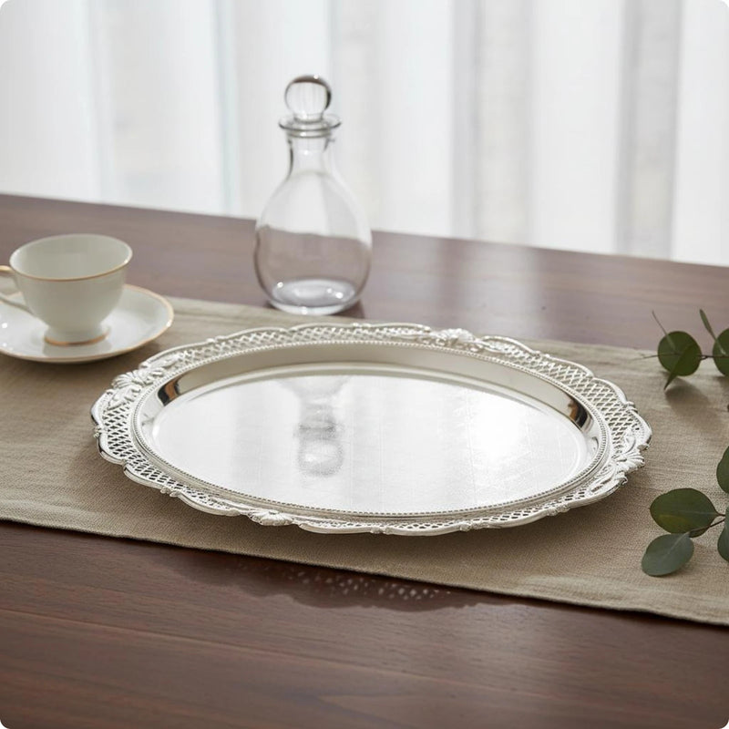 Plateau Argenté Vintage pour Service – plateau de présentation – présentation complète