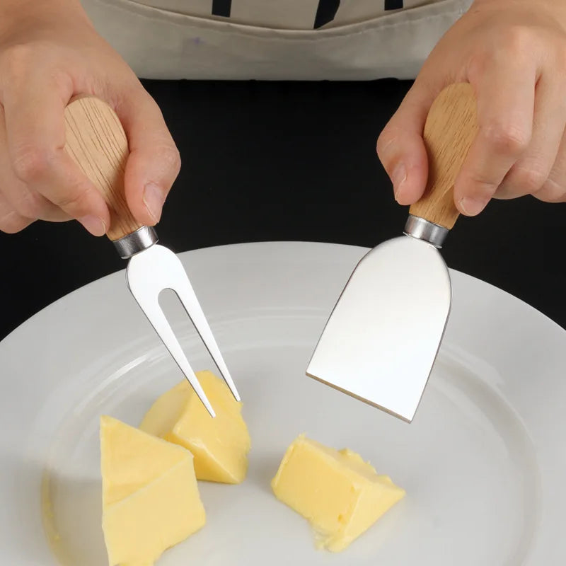 Couteaux à Fromage Manche Bois Lot de 4
