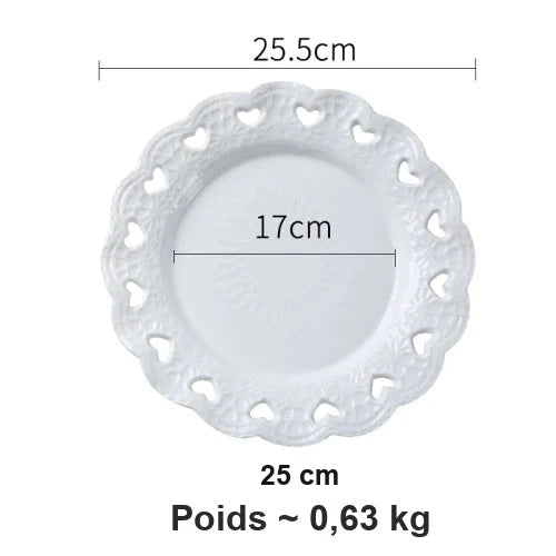Assiette Céramique Dentelle Cœur Réception