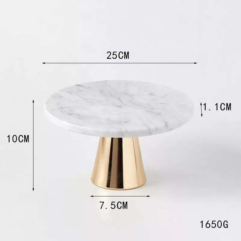 Présentoir gâteau en marbre blanc 25cm – ambiance mariage romantique et raffinée